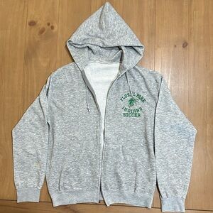 Vintage super thin Floral Park soccer heathered grey zip hoodie